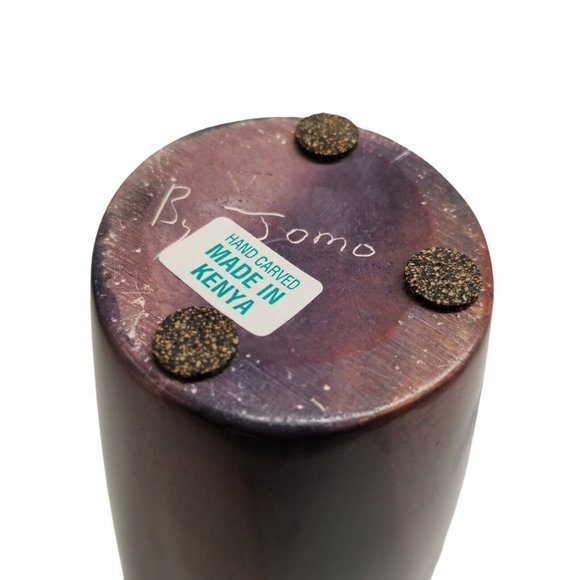 Stone Vase Hand Carved African Alabaster SIGNED Etched Scenes Gazelle Animal VTG - Picture 11 of 16